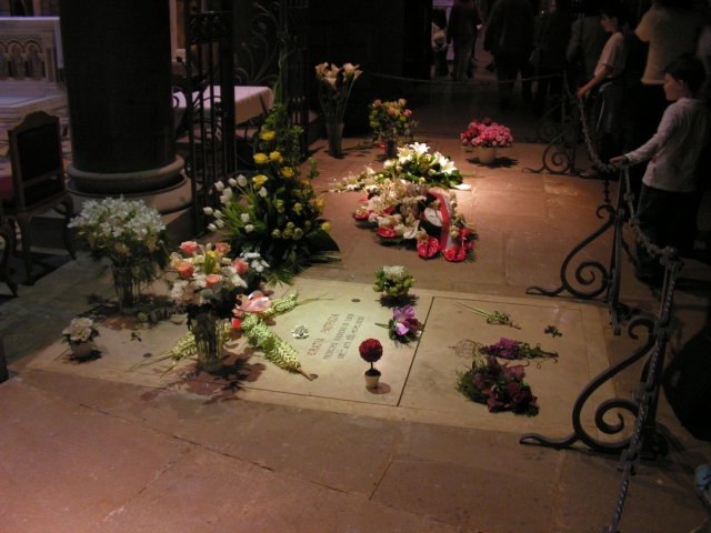 Prince Ranier III and Princess Grace's tomb, the Grimaldi Vaults, St Nicholas Cathedral, Monaco.